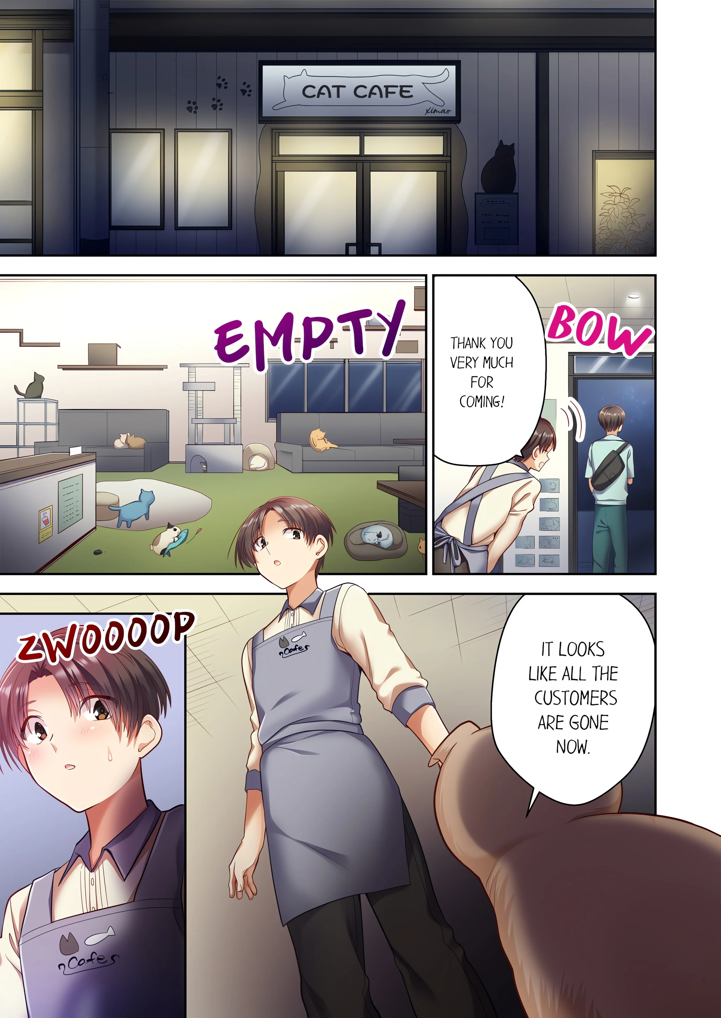 Pussy Cat Cafe: Meow That We’re Human, Won’t You Play With Us? chapter 1 page 1
